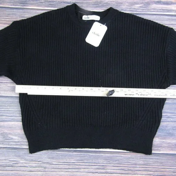 Elodie NEW Small Black Crewneck Sweater Knit Ribbed Comfy Winter Soft - Picture 3 of 8